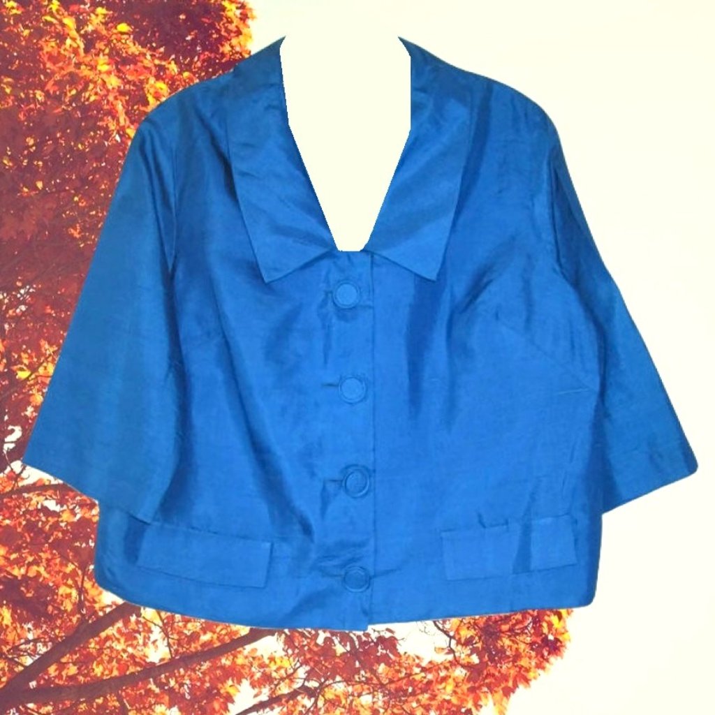 1960s Vintage Blue Plus Size Jacket Mod 1x Extra Large Xl